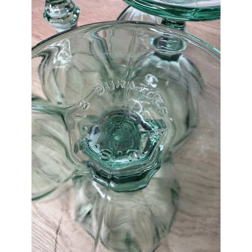 Libbey‎ Duratuff Gibraltar Green Glass Wine Goblets Set of 6 Sage Seafoam 6.75in